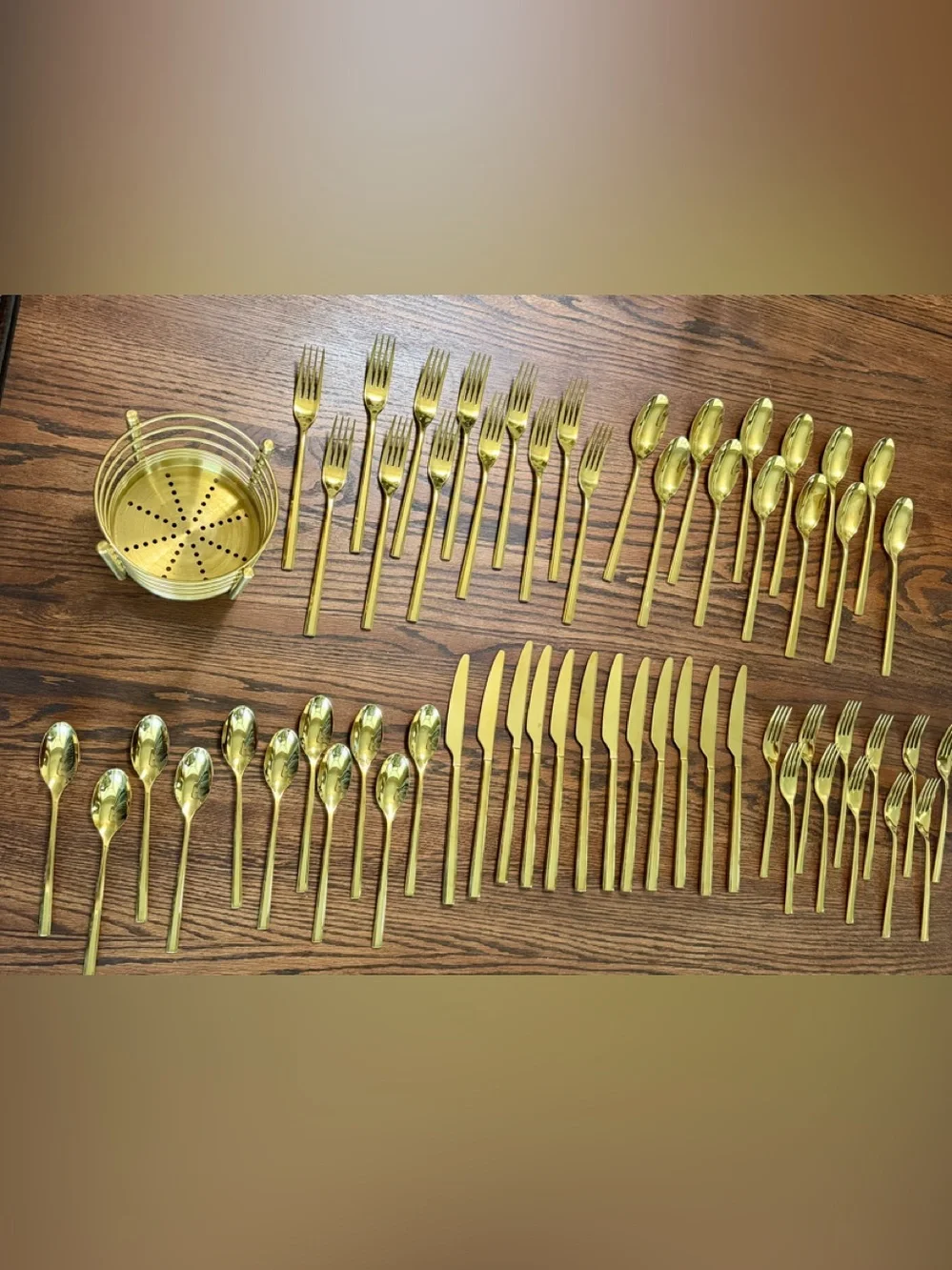 Cambridge Beacon Gold Mirror 58 Pc Flatware Set + Caddy